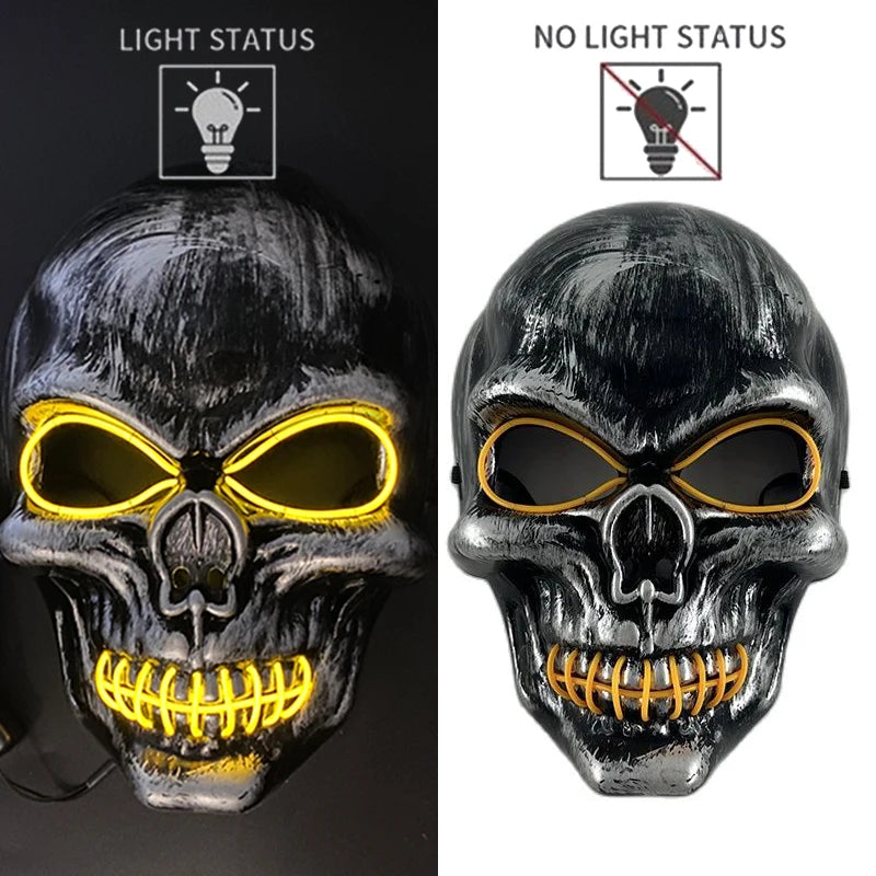 Halloween Scary Skull Skeleton Mask LED Light Up Mask for Halloween Festival Cosplay Costume Parties Carnival Night