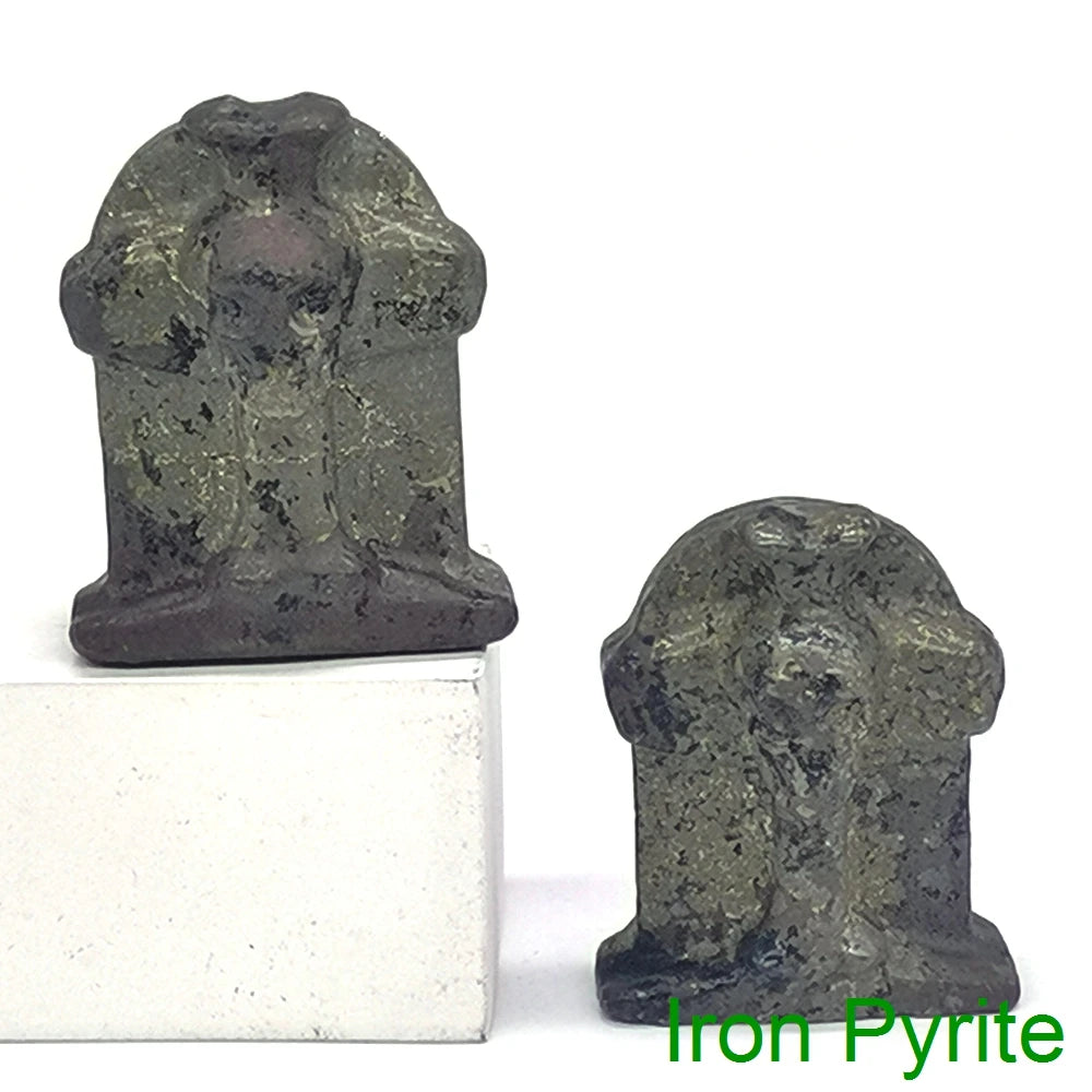 Halloween Foam Tombstone Skull Cross Decoration Natural Stone Crystal Gravestone Carving Reiki Healing Figurine Gemstone Gift