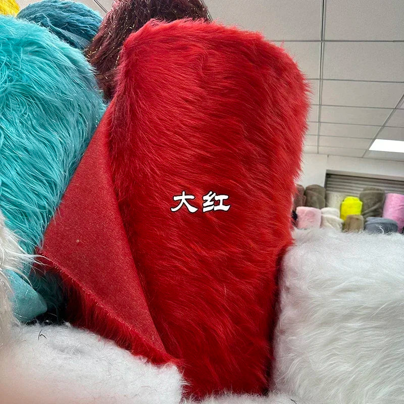 Soft Long Hair Plush Fabric Faux Fur by the Meters for Toy Upholstery Cosplay Diy Sewing Cloth Black Blue Purple Gray Beige Red