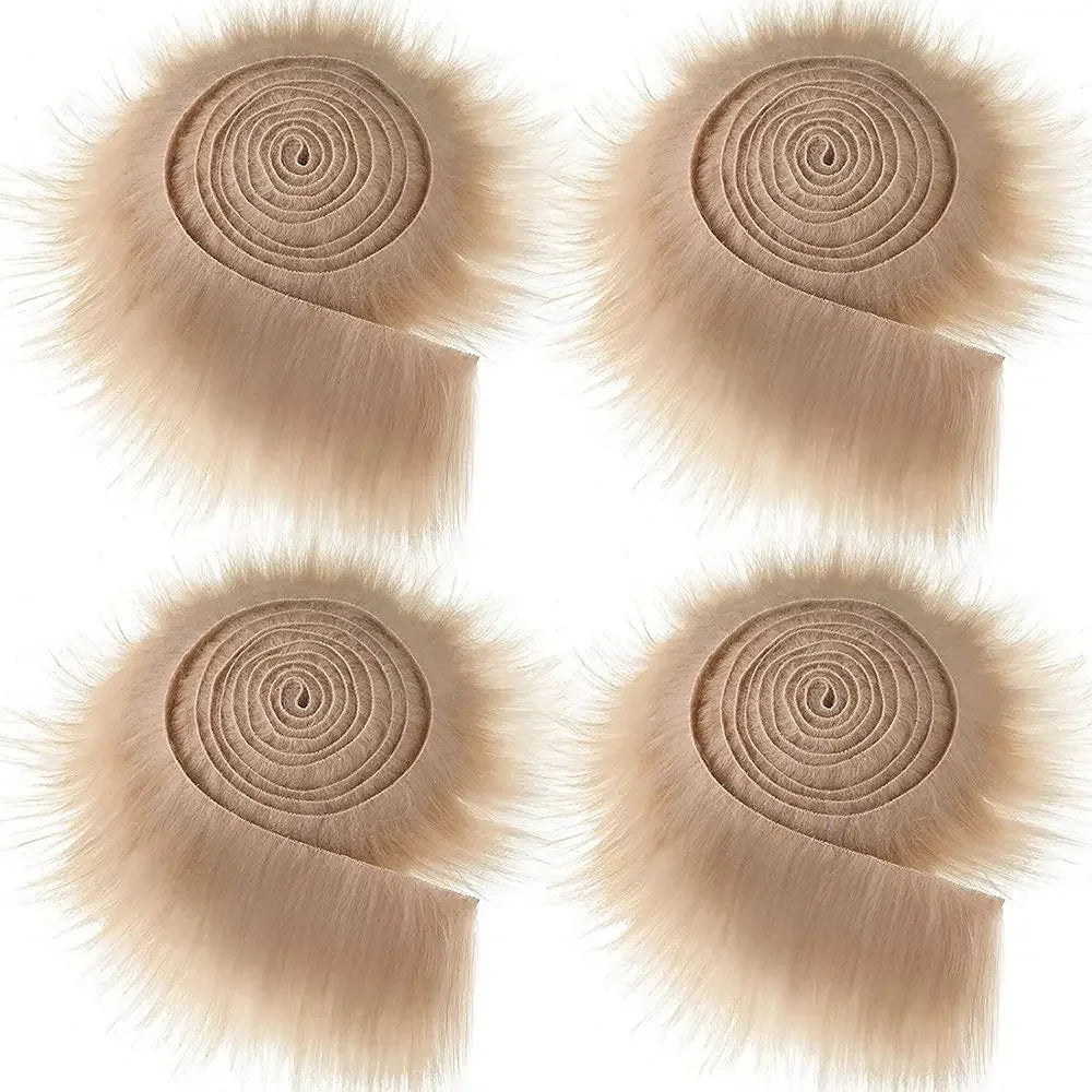 1.5M Faux Fur Ribbon Tapes Trim Fabric Roll Plush Fur Stripe Long Plush Fur Fabric Fluffy Trimming for Winter Costume DIY Crafts