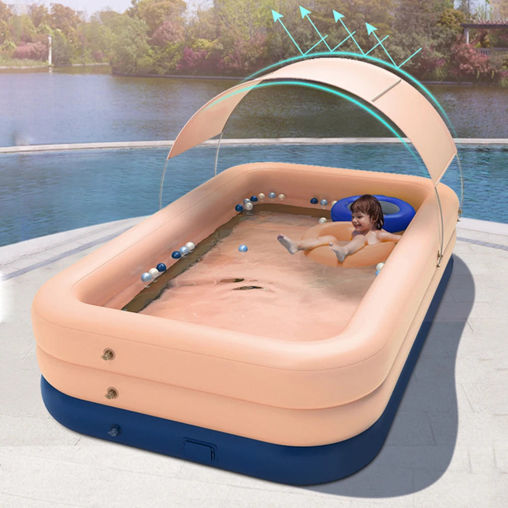 380cm/210cm 3 Layer Automatic Inflatable Swimming Pool Large Pools for Family Removable Children's Pool Ocean Ball PVC Bath Kids