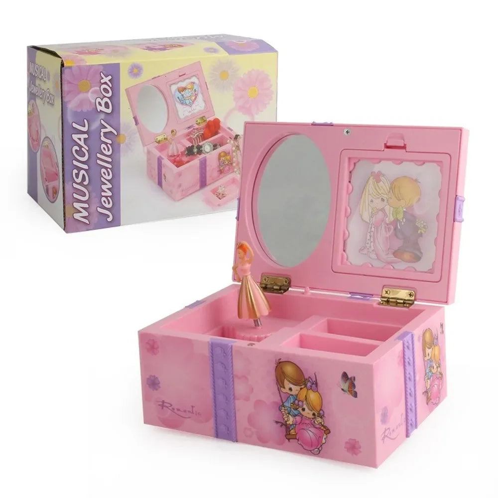 Pink Dancing Girl Music Box Ornaments Home Decor Jewelry Storage Organizer Music Box WY804