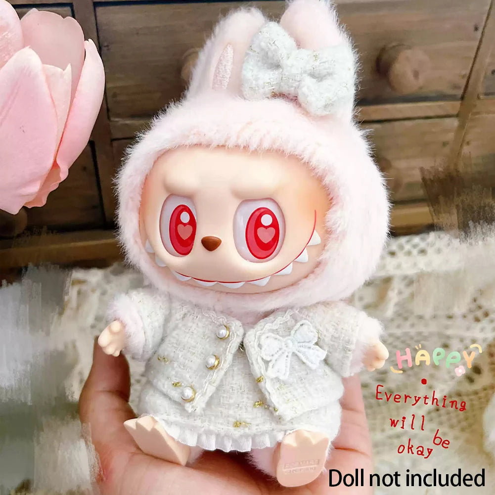 17cm Labubu Plush Doll Clothes Outfit Accessories Korea Kpop Exo Labubu Idol V1 V2 Black Dress Suit Gift