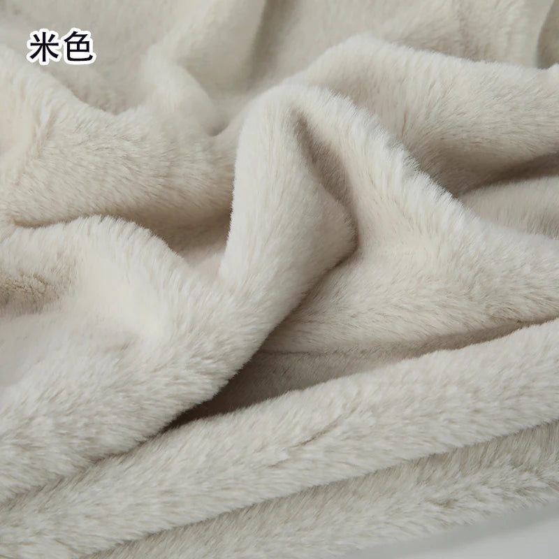 Plain Faux Fur Fabric Smooth by the Meter for Clothes Coats Dolls Sewing Thickened Imitation Rex Rabbit Plush Textile Soft Silky