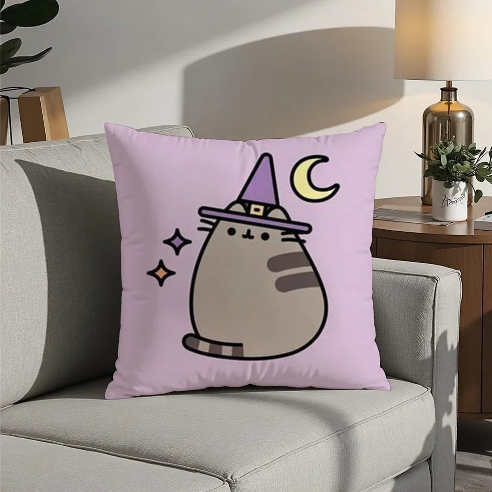Cute P-PusheenS Cartoon Pillow Case Plush Fabric Soft Pillowcase Double Sided Print Cushion Cover Household Gifts