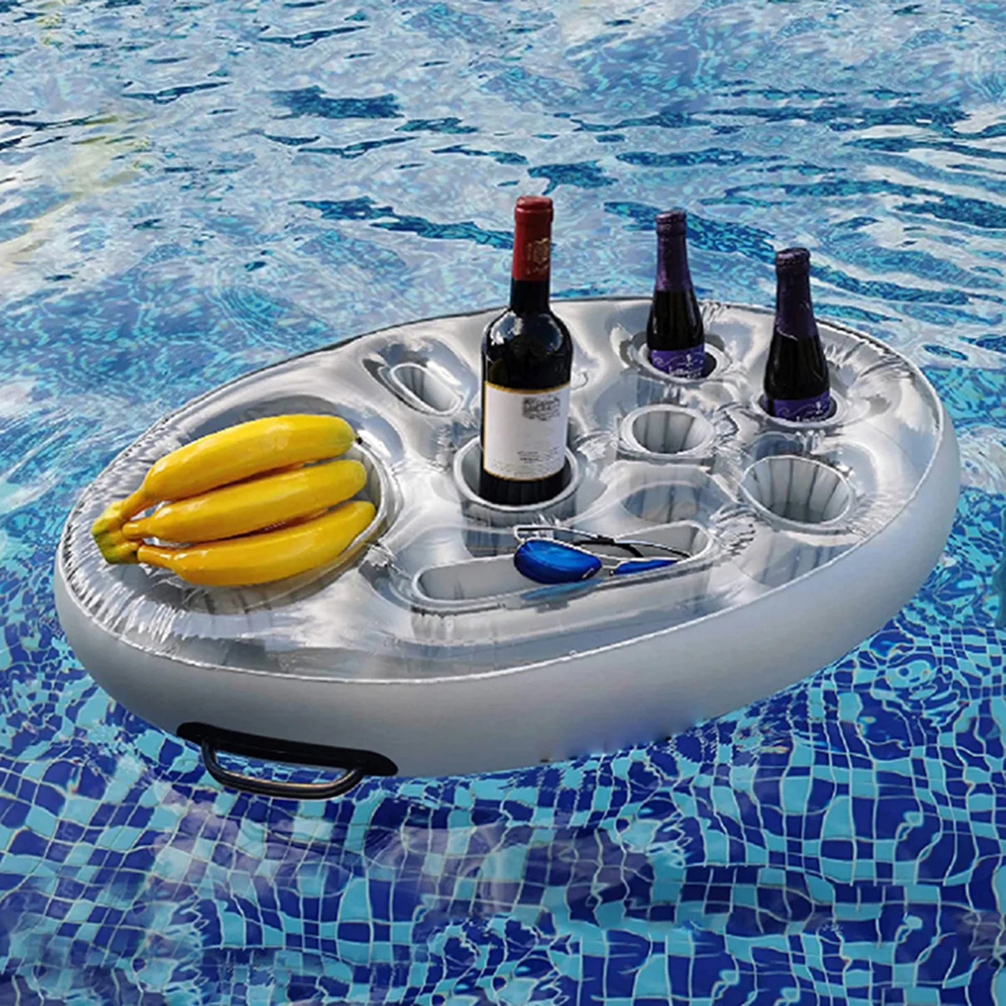 Inflatable Pool Float Beer Drinking Cooler Table Summer Bar Tray Beach Swimming Ring Party Bucket Cup Holder for Swimming Pool