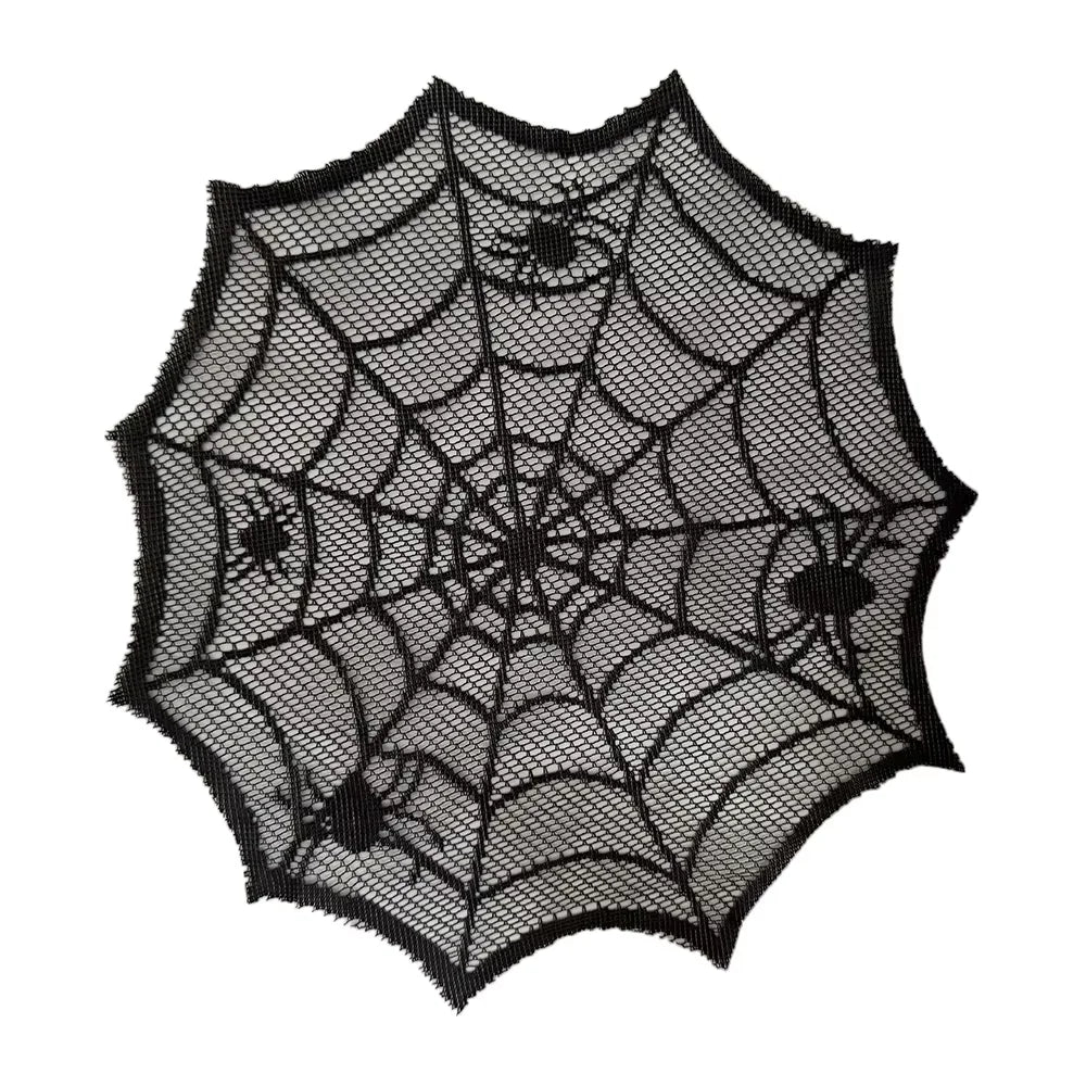 30cm Halloween Round Tablecloth Spider Web Disposable Bat Spider Tablerunner Lampshade Halloween Decoration Set