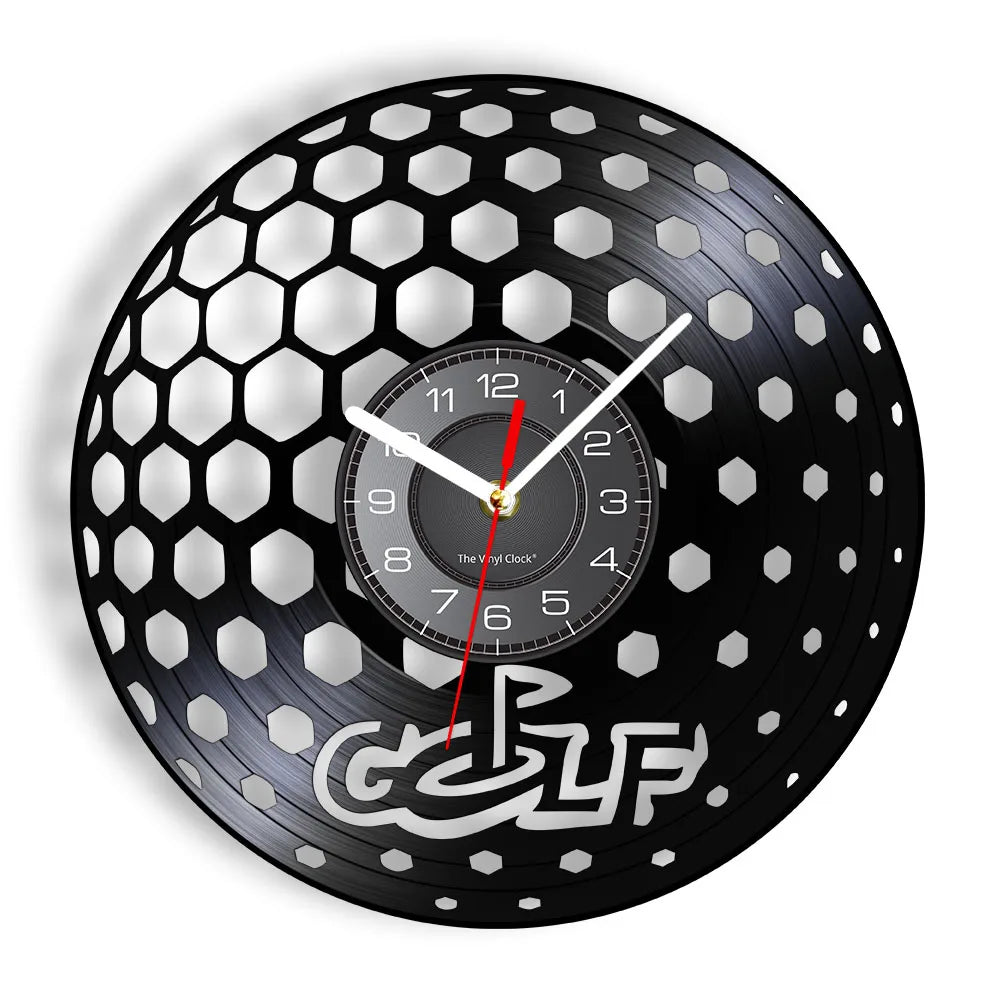 Golfer Wall Clock Sports Golf Club Vinyl Record Wall Clock Golf Gifts for Him Golf Fan Golf Player Silhouette Decorative Clock