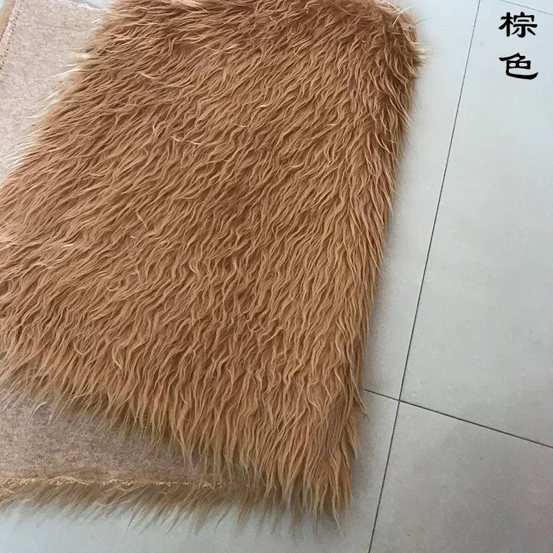 Long Hair Plush Fabric Faux Fur by the Meter for Upholstery Toys Props Decorative Cloth Diy Sewing Soft Comfortable Purple Brown