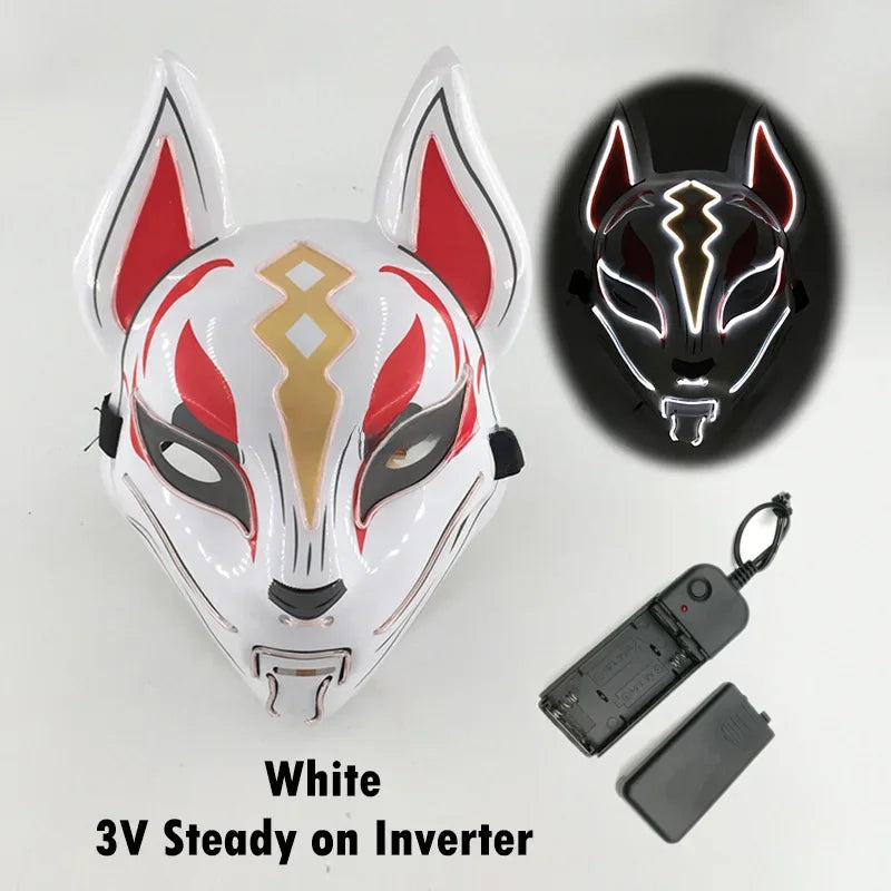 Glowing Halloween Party El Face Mask Japanese Anime Character Cosplay Led Clothing Fox Face Mask for Parties
