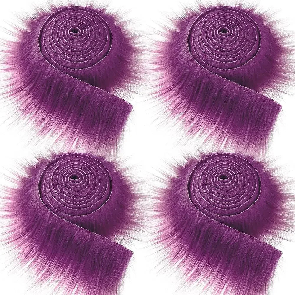1.5M Faux Fur Ribbon Tapes Trim Fabric Roll Plush Fur Stripe Long Plush Fur Fabric Fluffy Trimming for Winter Costume DIY Crafts