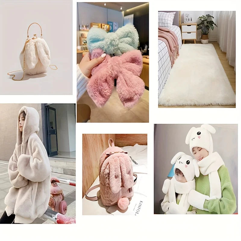 Ultra-Soft 19.69*19.69inch Short Plush Shaggy Faux Fur Fabric Sewing Fabric Supplies Fluffy Luxuriously Cushy for DIY Making