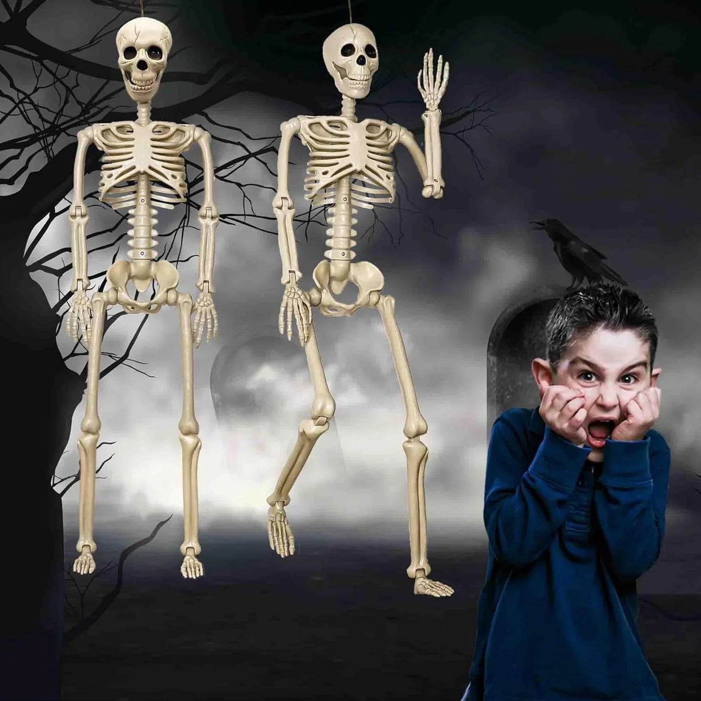 1pc Realistic Life Size Human Body Joints Skeleton Skull Adjustable Joints for Halloween Festival Horror Ornament