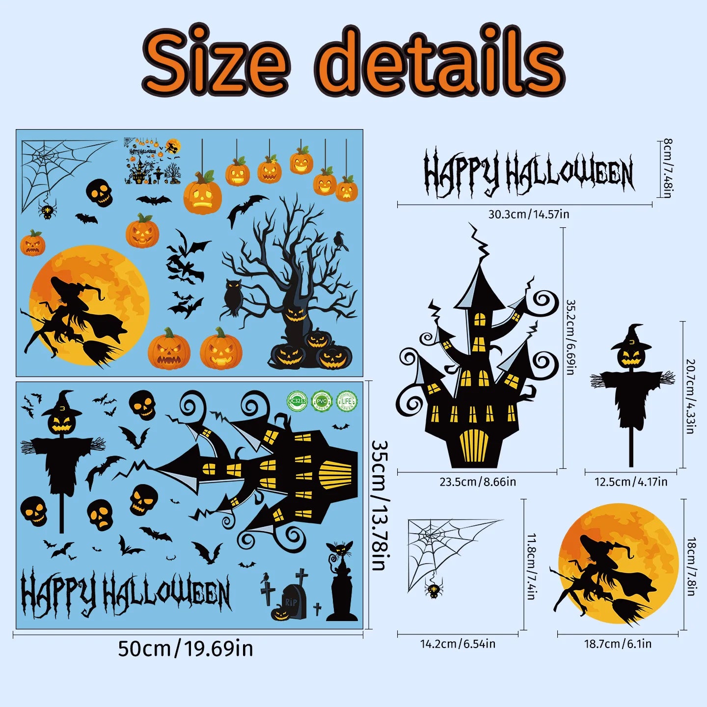 Halloween Decoration Spider Ghost Electrostatic Stickers Halloween Party Supplies Skull Glass Stickers