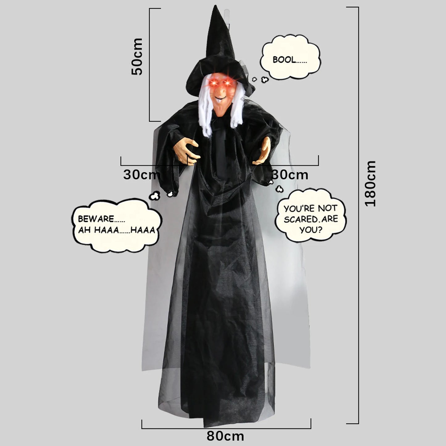 Halloween Voice Controlled Luminous Screaming Haunted Witch Escape Room Horror Haunted House Decorative Props
