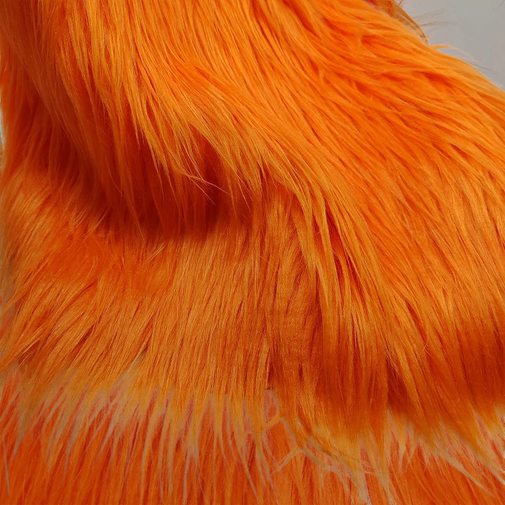Fashion,9cm Hair Orange Imitate Lion Fur Fabric,Sewing Material,Diy Clothing Accessories,Christmas Decoration,Faux Fur Fabric