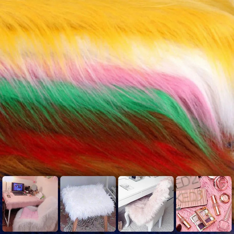 1 Meter Luxury Long Haired Faux Fur Fabric Pile Plush Fluffy Fabric for Display Photography Background Props Home Decor