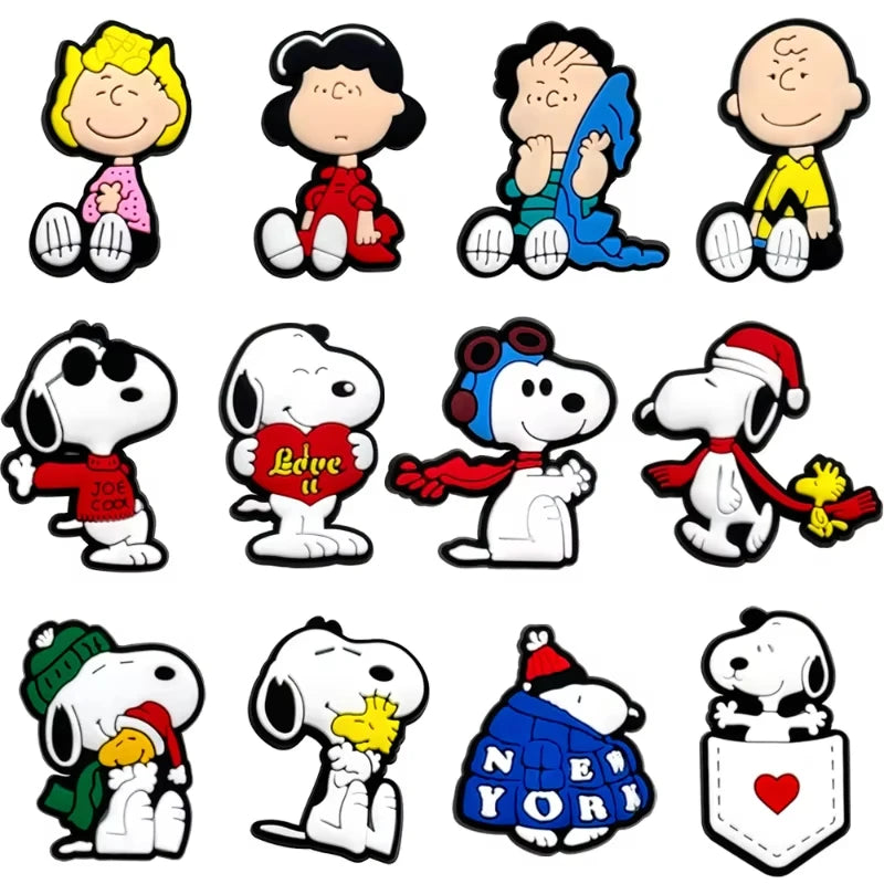 MINISO Whimsical Snoopy Cartoon Shoe Charms Decorative Accessories for Clogs and Sandals - Anime Inspired DIY Craft Accessories
