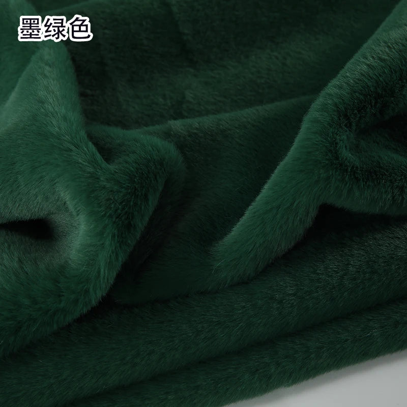 Plain Faux Fur Fabric Smooth by the Meter for Clothes Coats Dolls Sewing Thickened Imitation Rex Rabbit Plush Textile Soft Silky