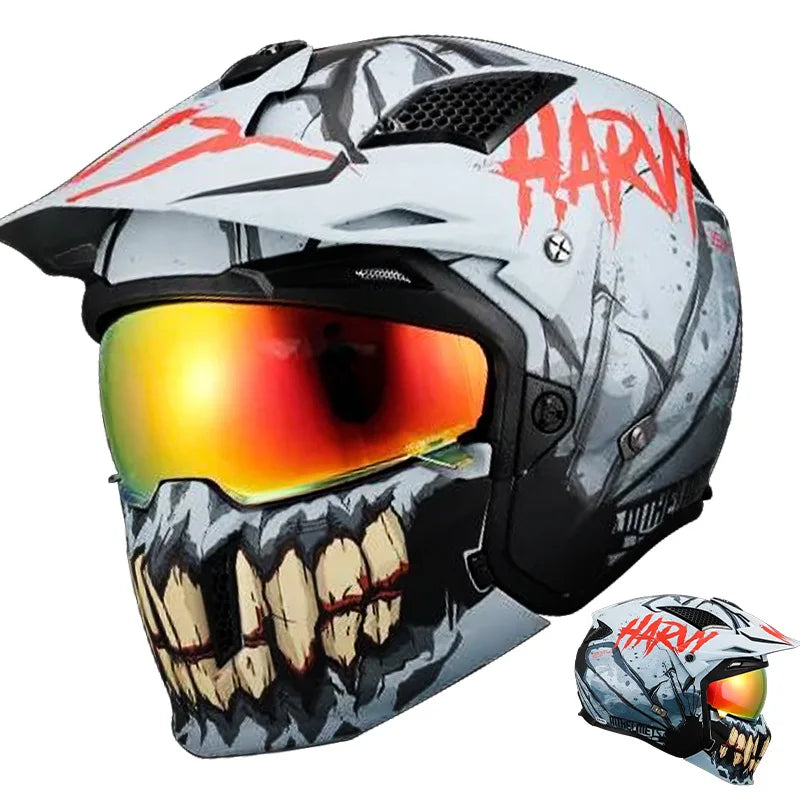 MT Off-Road Motorcycle Helmet Riding Full Face Helmet Variable Half Helmet Personality Unisex Retro Helmet