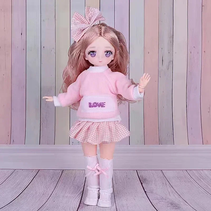 1/6 Bjd Dolls for Girls Hinged Doll 30 Cm With Clothes Blonde Brown Eyed Articulated Toys for Children Spherical Joint Playsets