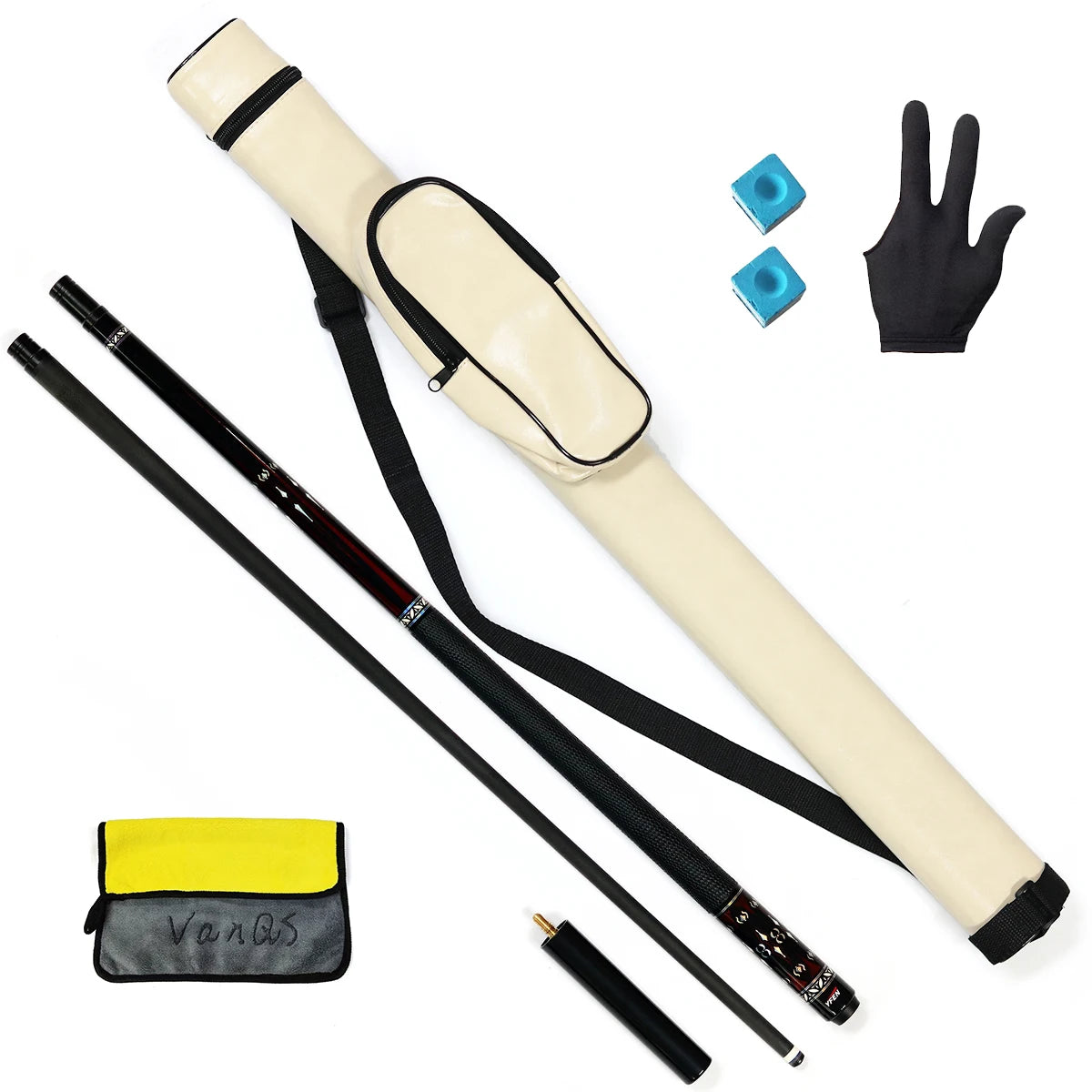 YFen Carbon Fiber Billiard Pool Cue 1/2-Pc With Cue Bag and Extension Kit Gift Set