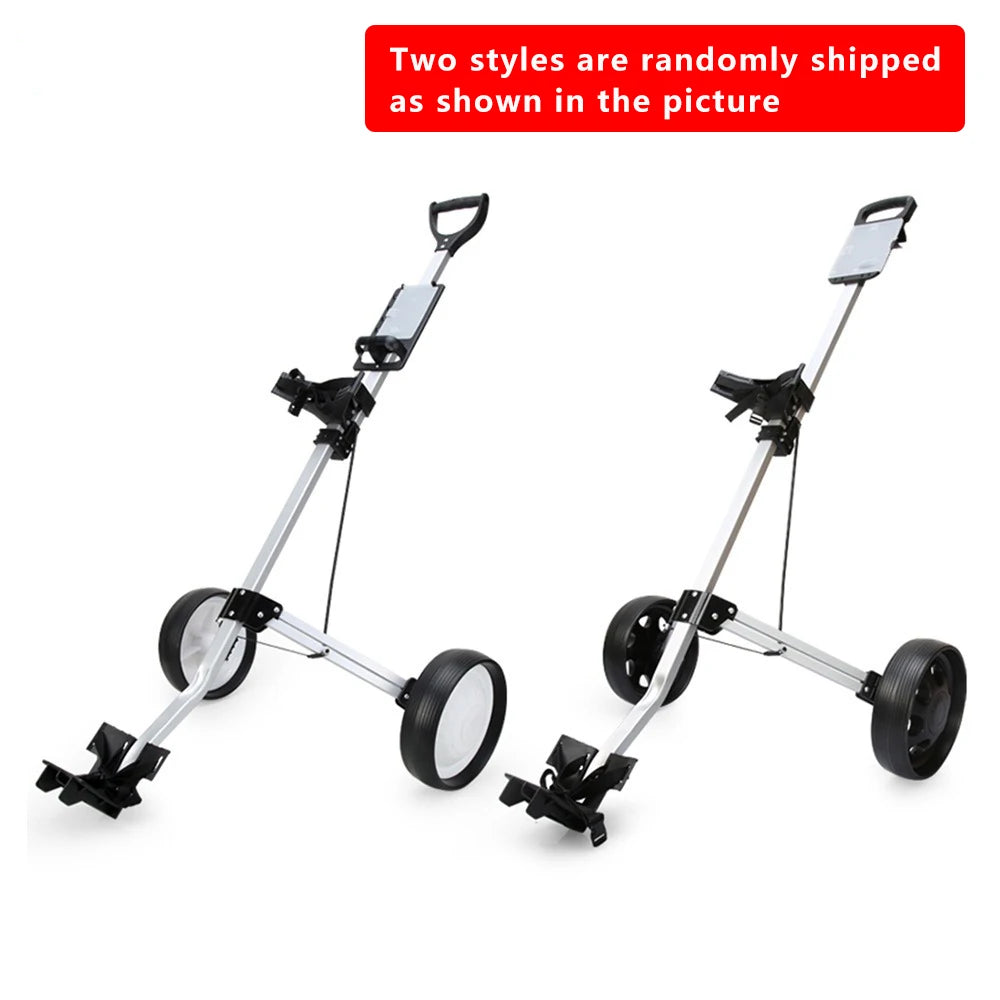 Professional Golf Bag Trolley Cart Portable 2 Wheel Foldable Aluminum Alloy Wear Resistant Golf Cart Course Use Trolley Cart