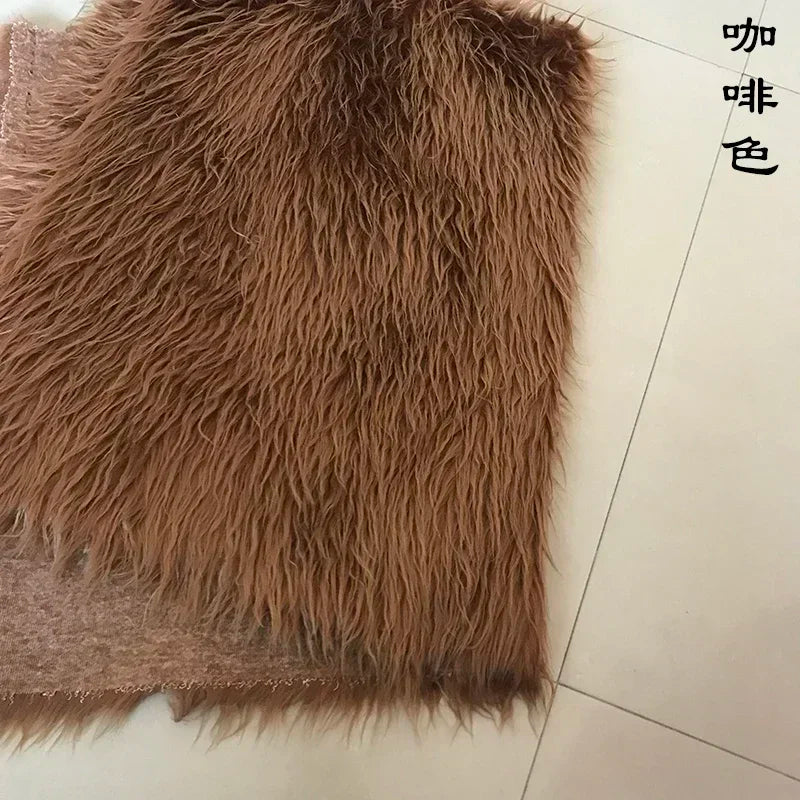 Long Hair Plush Fabric Faux Fur by the Meter for Upholstery Toys Props Decorative Cloth Diy Sewing Soft Comfortable Purple Brown