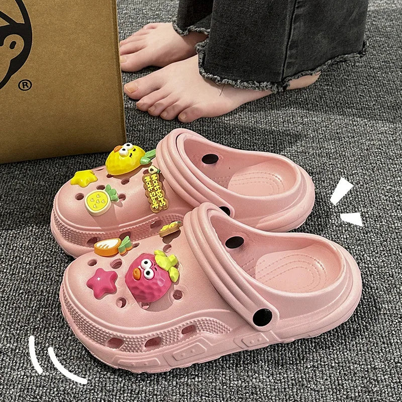 Children's Clogs for 6-18 Year Kids Sandals Cool Mules Outer Wear Summer Hole Shoes for Boys and Girls Slippers