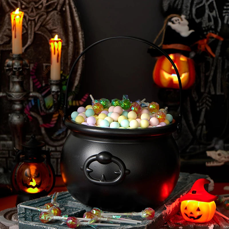 Halloween Witch's Cauldron Candy Pot & Storage Bucket Perfect Party Giveaway & Trick-Or-Treat Activity Fun Halloween Decoration
