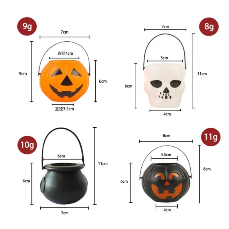 6pcs Halloween Cauldron Bucket Candy Pumpkin Mini Witch Black Pot Decor Buckets Bowl Witches Kettle Container