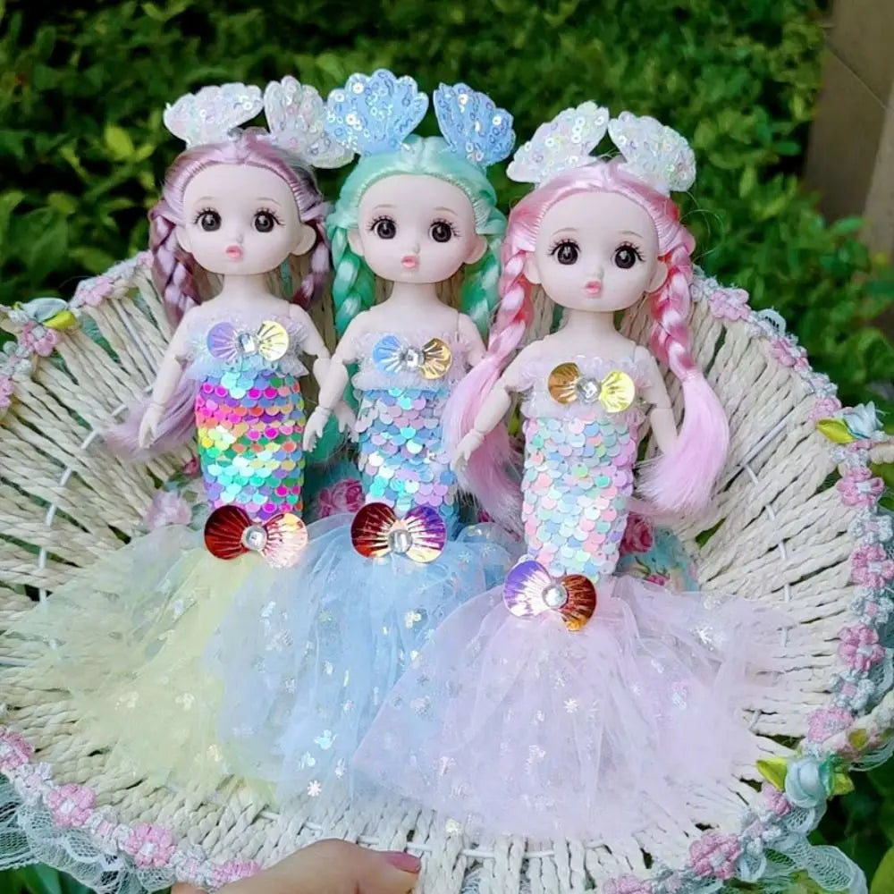 24cm Bjd Sequin Mermaid Doll Joints Movable Fashion Clothes Wedding Dress Costume Clothes Girl Princess Play House Toy Gift
