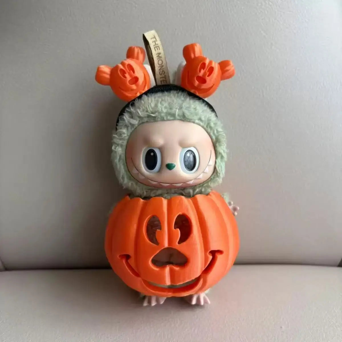 Kawaii 15cm Labubu Doll Clothes – Halloween Pumpkin Dress With Adorable Hand-Carved Headband Cosplay Outfit Gift Accessories