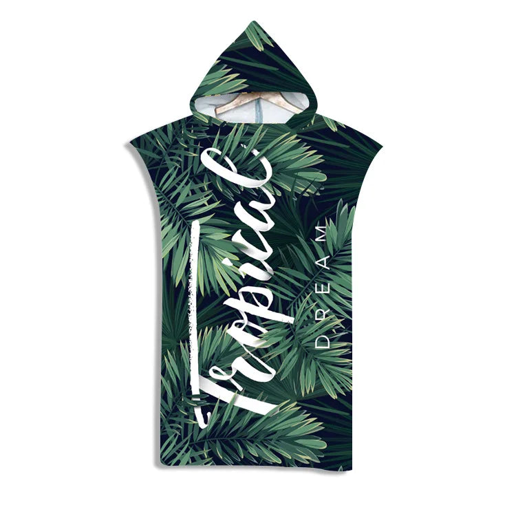 Customizable 3D Pattern Microfiber Quick Dry Summer Hooded Beach Towel Adult Kids Swim Beach Bathrobe Surf Cloak Diving Poncho