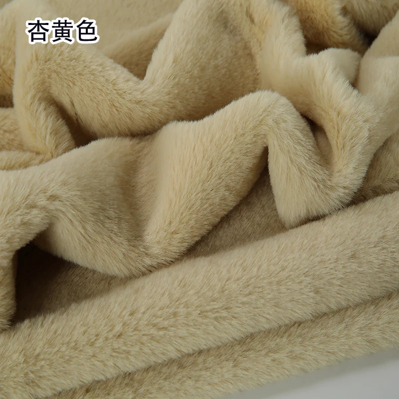 Plain Faux Fur Fabric Smooth by the Meter for Clothes Coats Dolls Sewing Thickened Imitation Rex Rabbit Plush Textile Soft Silky