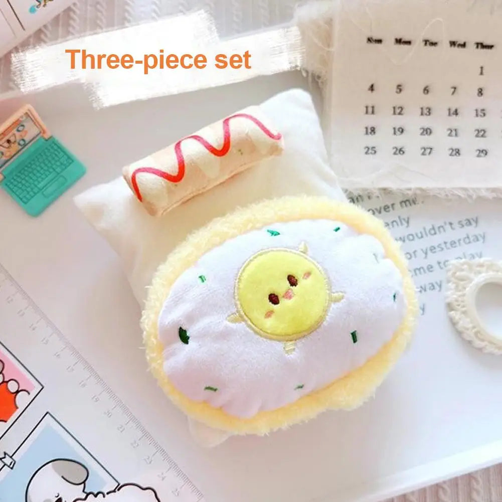 Doll Bed for Labubu Bed Contain 2 Pillows Sleeping Bag 1/12 BJD Doll GSC Body9 for Molly DOD YMY Obitsu11 Doll Accessories