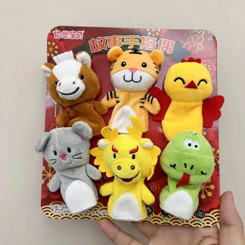 Children Animal Education Dolls Baby Finger Plush Doll Baby Hand Finger Puppets Toy Teaching Aids Boys Girls Tell Story Material