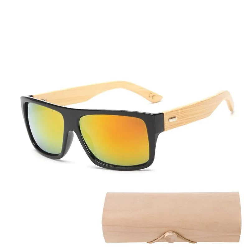 Original Wooden Bamboo Sunglasses Men Women Mirrored UV400 Sun Glasses Real Wood Shades Gold Blue Goggles Sunglases Male