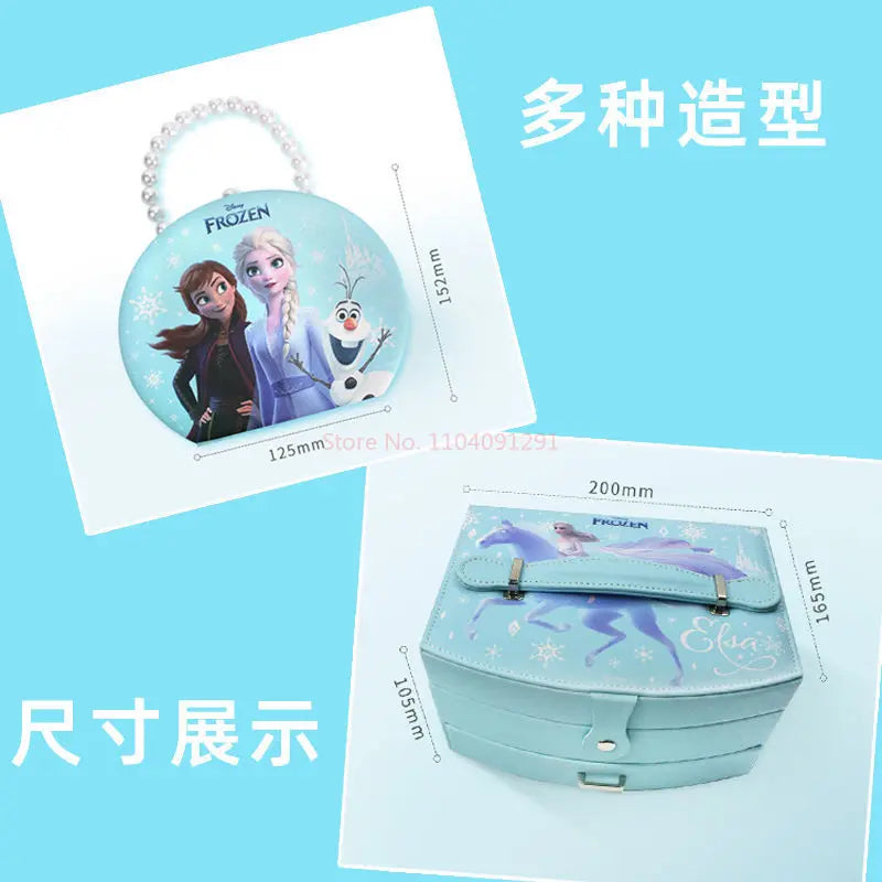 Disney Cartoon Gift Frozen Jewelry Set Princess Elsa Box Little Girl Toy Pretend Play Fashion Toys Birthday Christmas Gifts