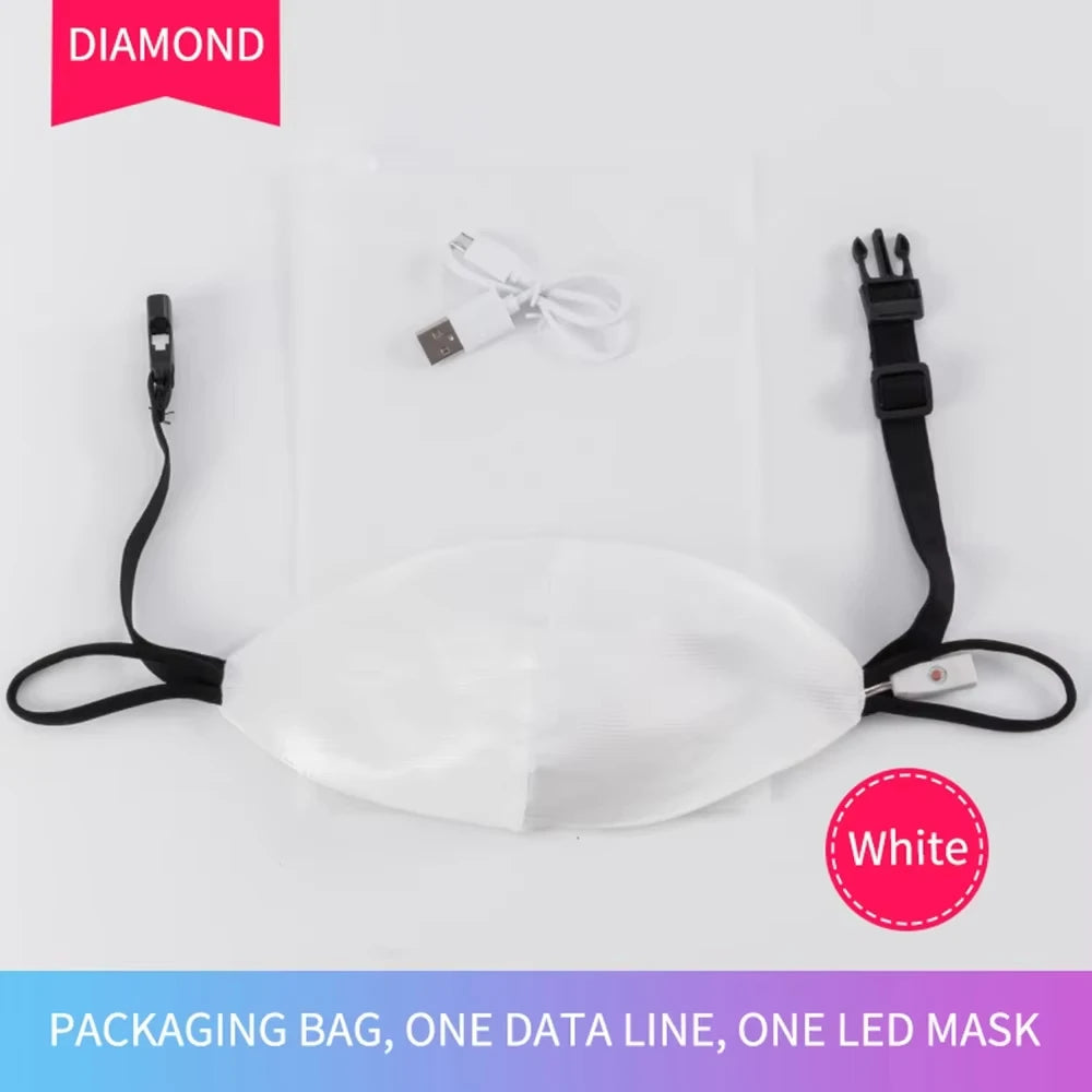 Flashing LED Mask 7 Colors Luminous Light With USB Charge Masks Party Dance DJ Halloween Light Up Face Masks Masque Masquerade