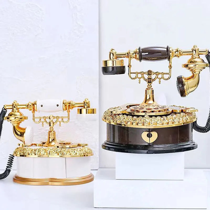 Creative Heart Shape Telephone Music Box Plastic Music Box Desktop Jewelry Storage Home Decoration Kids Toy Birthday Gifts