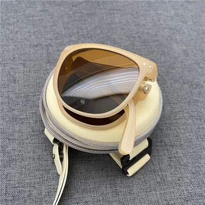New Women's Fashion Folding Sunglasses Women's Brand Designer Glasses Oval Glasses Lady Retro Sunglasses UV400 Protect