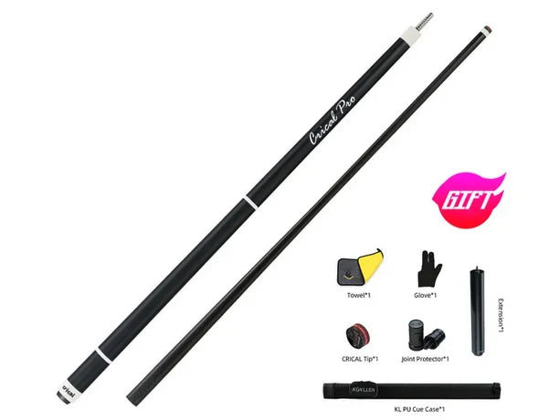 CRICAL CL-PRO Carbon Fiber Pool Cue Stick With 12.5mm Tip 3 * 8/8 Joint Pin Low Deflection for Professional 1/2 Billiard Cue