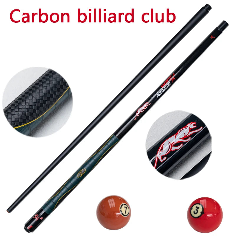 Carbon Billiard Cue Stick 13mm Tip Leopard Pattern Design Durable and High Quality Ideal for 9 Ball and Carom Billiards