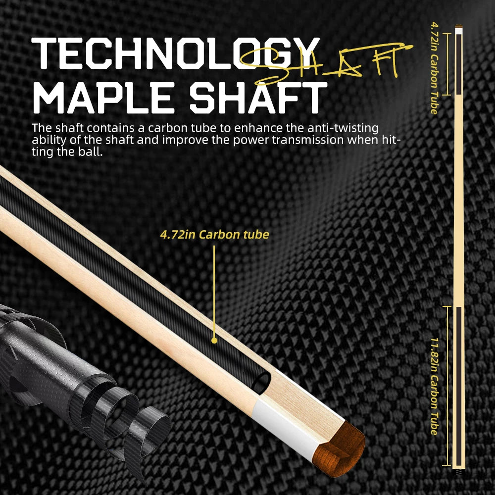 KONLLEN KL-B3/B4 Pool Cue Stick With 12.5mm Tip Carbon Maple Shaft 3*8/8 Joint Leather Grip Professional Taper for Billiard Cue