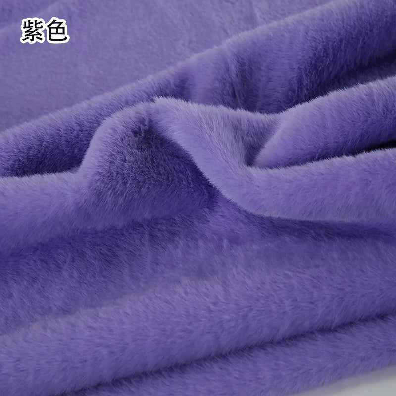 Plain Faux Fur Fabric Smooth by the Meter for Clothes Coats Dolls Sewing Thickened Imitation Rex Rabbit Plush Textile Soft Silky