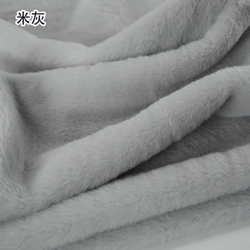 Plain Faux Fur Fabric Smooth by the Meter for Clothes Coats Dolls Sewing Thickened Imitation Rex Rabbit Plush Textile Soft Silky