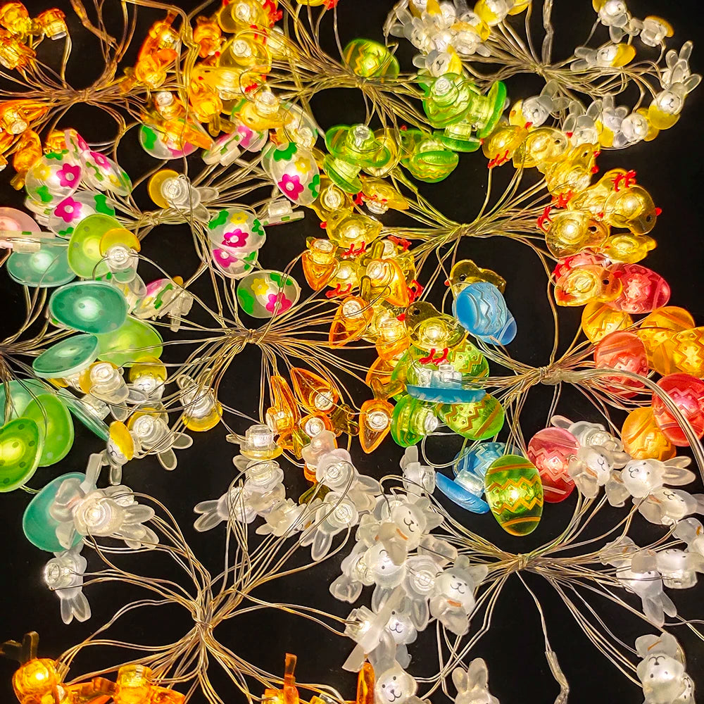 2M 20Leds Easter Fairy Light String Easter Eggs Rabbit Carrot Led Lights for Home Garland Diy Light Happy Easter Decoration 2025