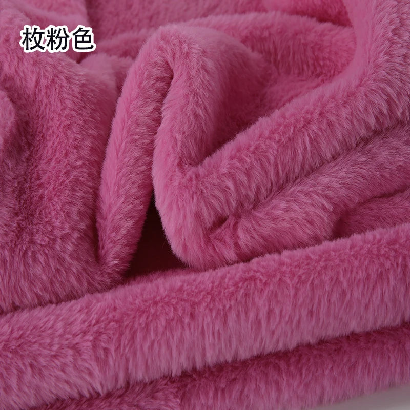 Plain Faux Fur Fabric Smooth by the Meter for Clothes Coats Dolls Sewing Thickened Imitation Rex Rabbit Plush Textile Soft Silky