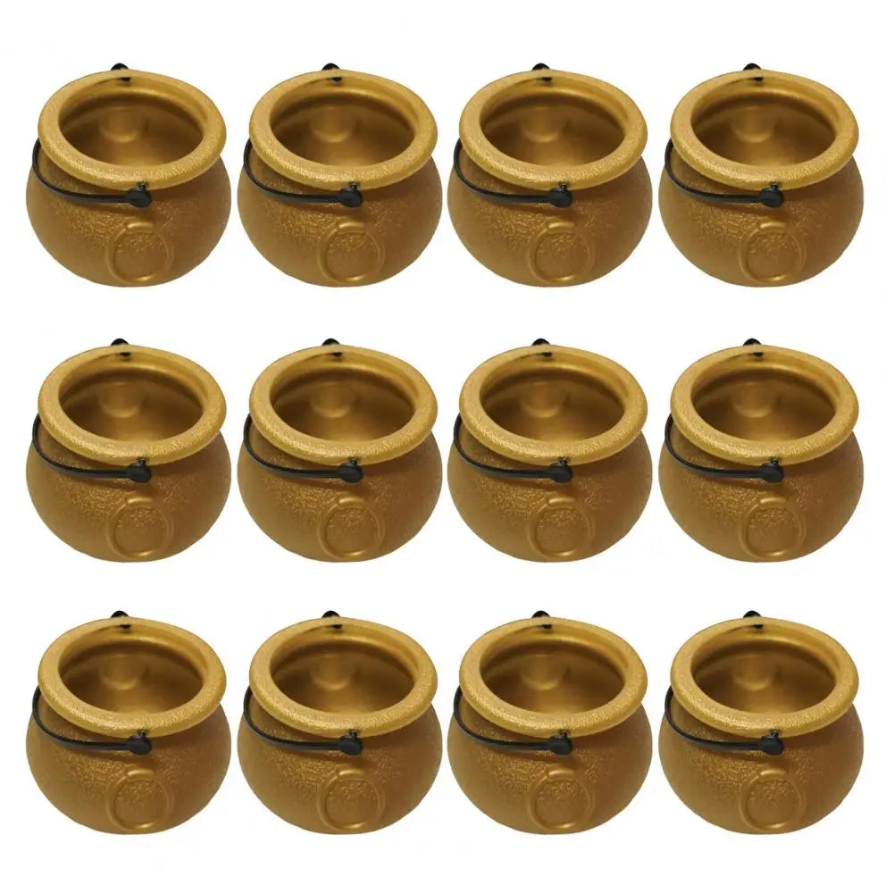 12Pcs Halloween Candy Buckets Black Plastic Witch Cauldron Kettle Halloween Pot Goody Holder for Party Favors